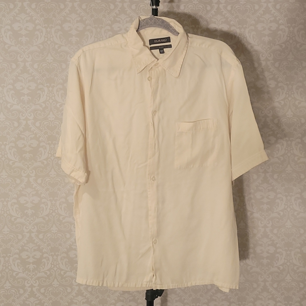 M's silk sleeve dress shirt casual, business casua